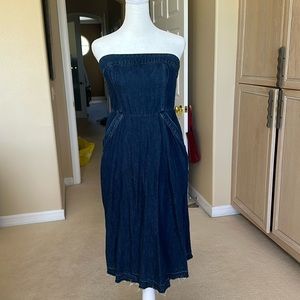 Holding Horses Strapless Midi Jean Dress